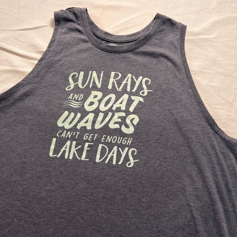 Home Free Blue Gray Sleeveless Lake Day Tank Top Women’s 2X‎